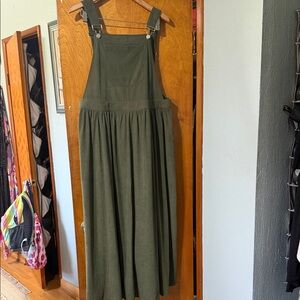 Olive Green Pinafore Maxi Dress